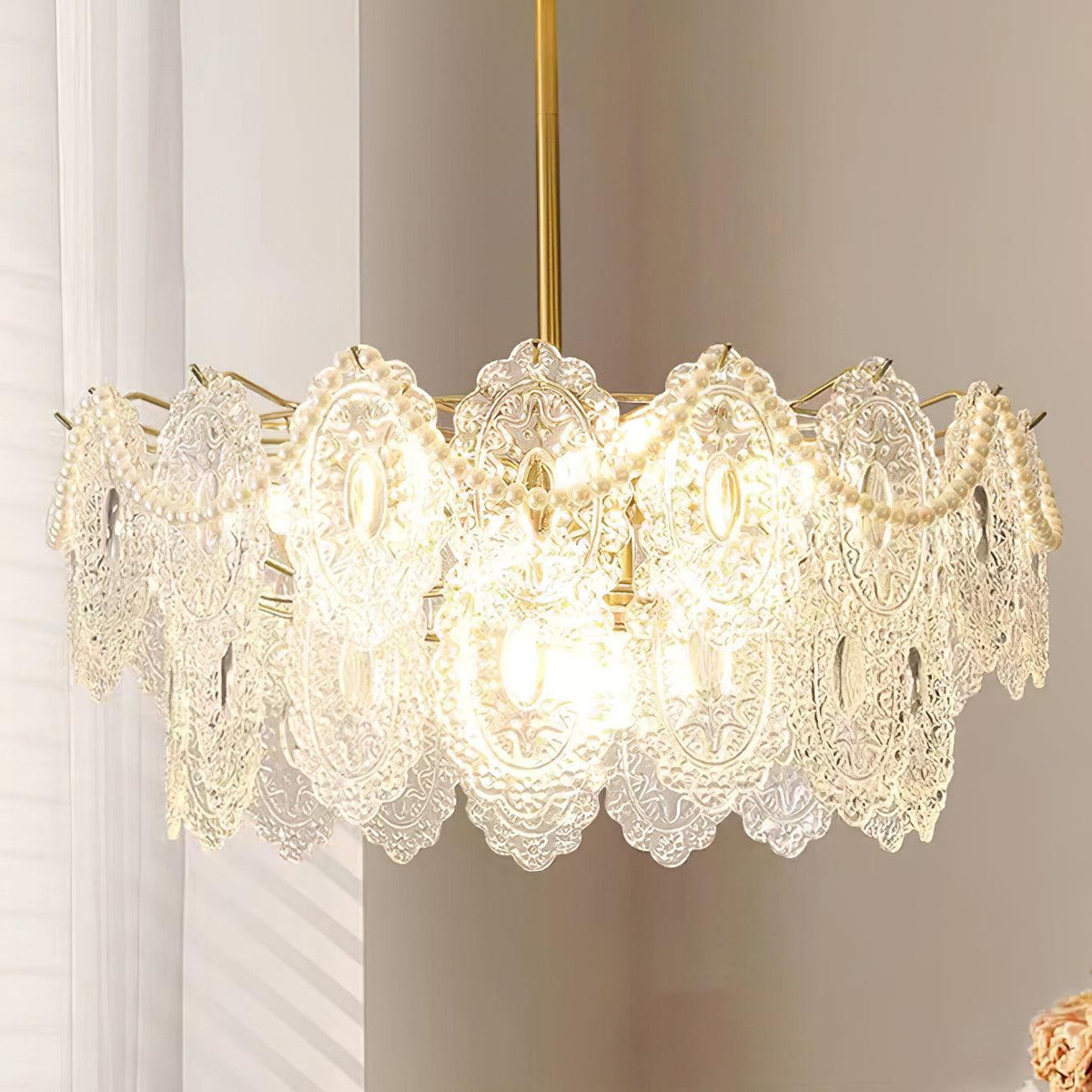 Orieleon Kronleuchter Wave Pearl Gold moderne
