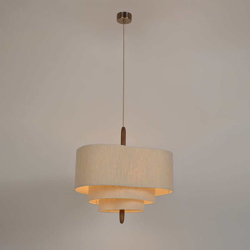Salemu Elegance Wave Ladder Pendelleuchte aus Holz und Stoff