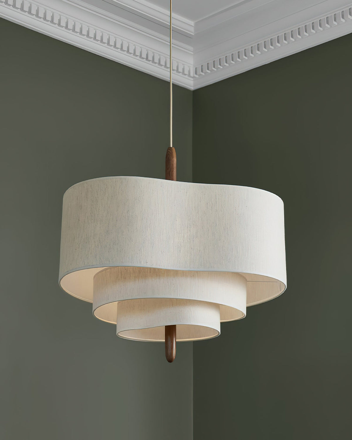 Salemu Elegance Wave Ladder Pendelleuchte aus Holz und Stoff