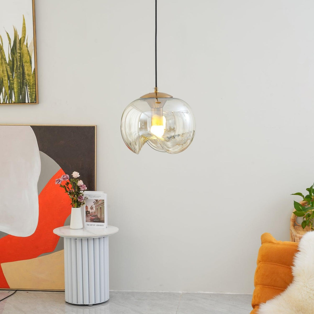Willa Pendelleuchte Glas Wellenform Mid-Century-Vintage