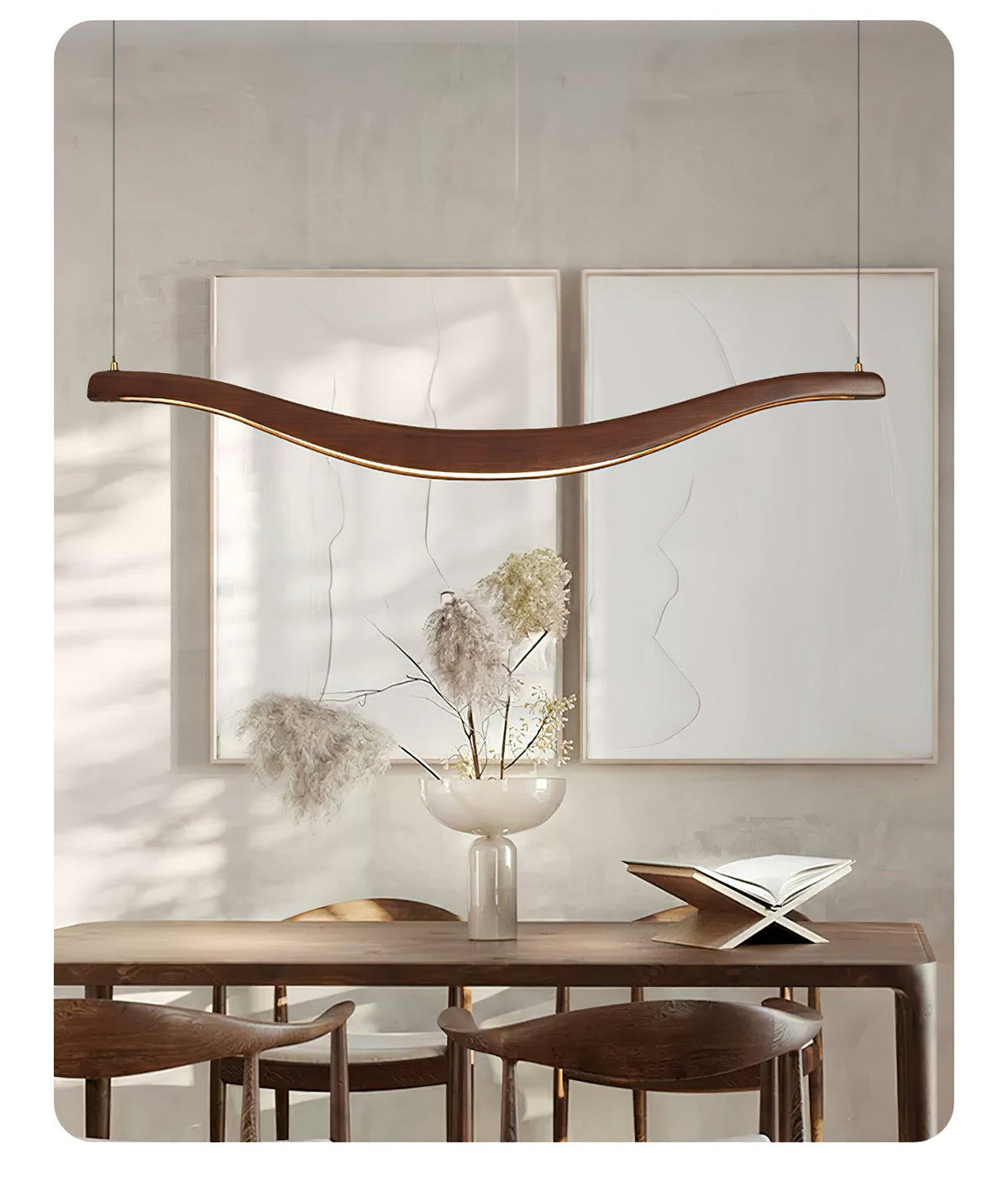 Elvuaria Kronleuchter aus Holz mit wellenförmigem Design