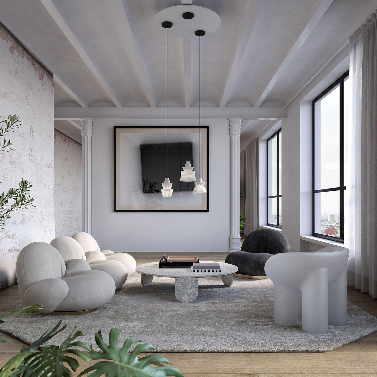 Curineth Minimalistische Pendelleuchte aus Alabaster