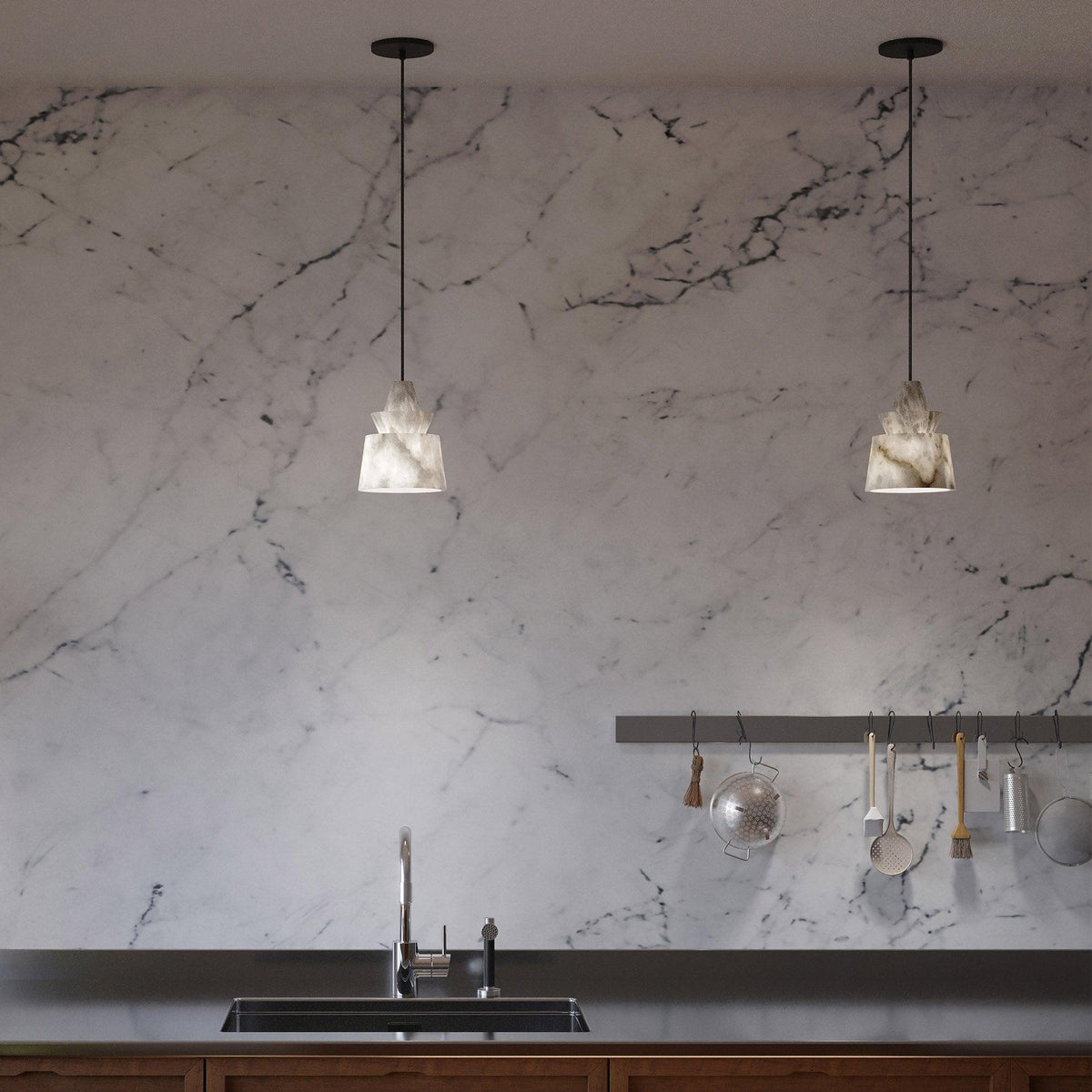 Curineth Minimalistische Pendelleuchte aus Alabaster