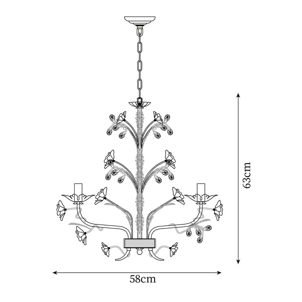 Kronleuchter Ornate Metallrahmen Porzellanrosen Kristall Klassisch Luxus
