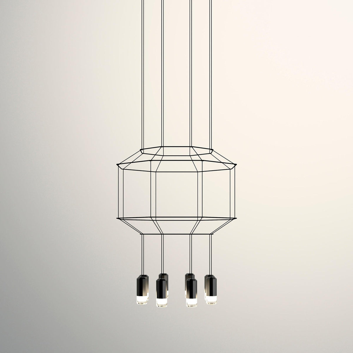 Elaalora Pendelleuchte Geometrisches Drahtdesign Schwarz LED