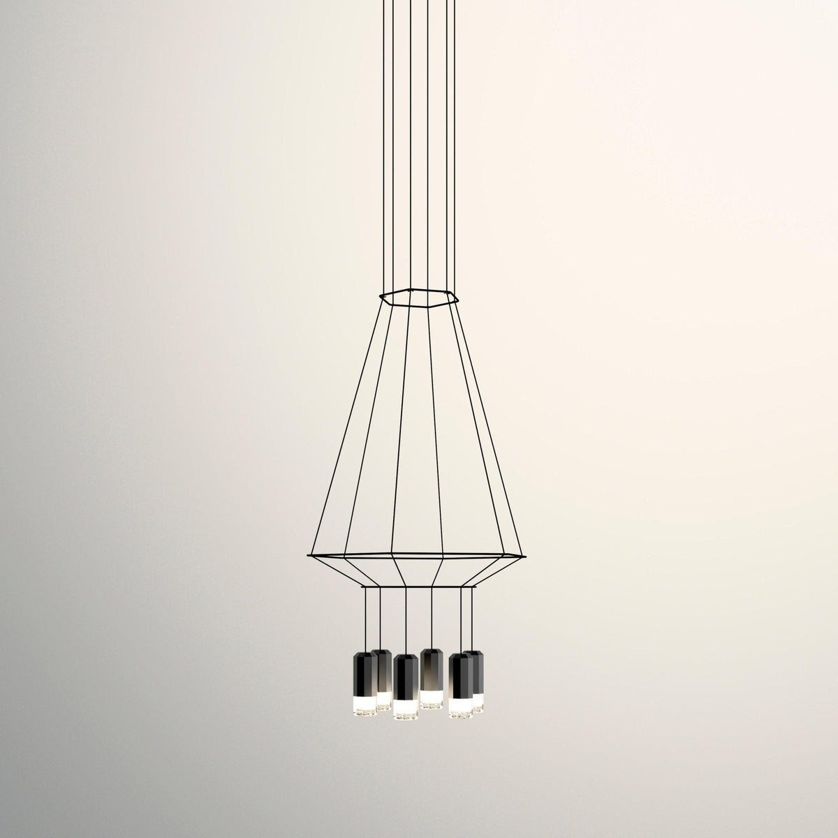 Elaalora Pendelleuchte Geometrisches Drahtdesign Schwarz LED