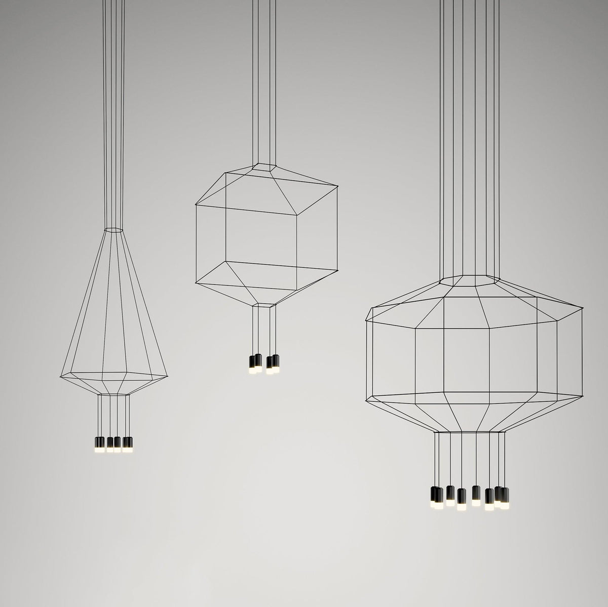 Elaalora Pendelleuchte Geometrisches Drahtdesign Schwarz LED
