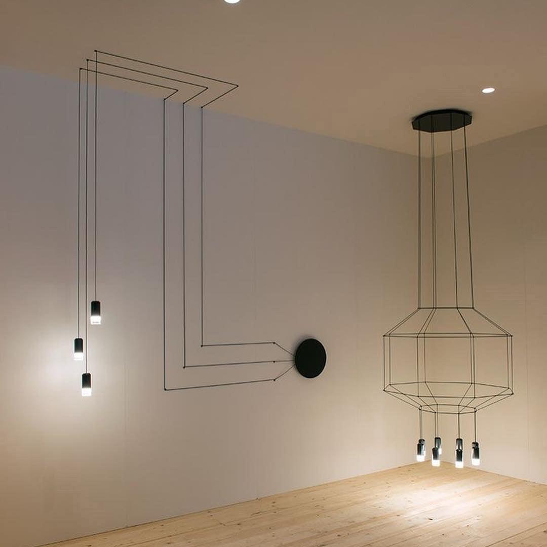Elaalora Pendelleuchte Geometrisches Drahtdesign Schwarz LED