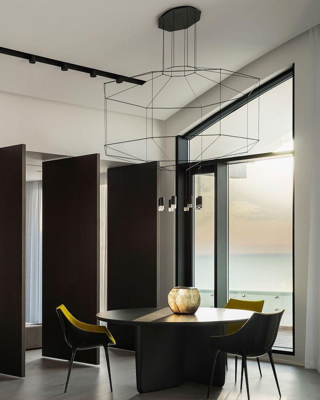 Elaalora Pendelleuchte Geometrisches Drahtdesign Schwarz LED