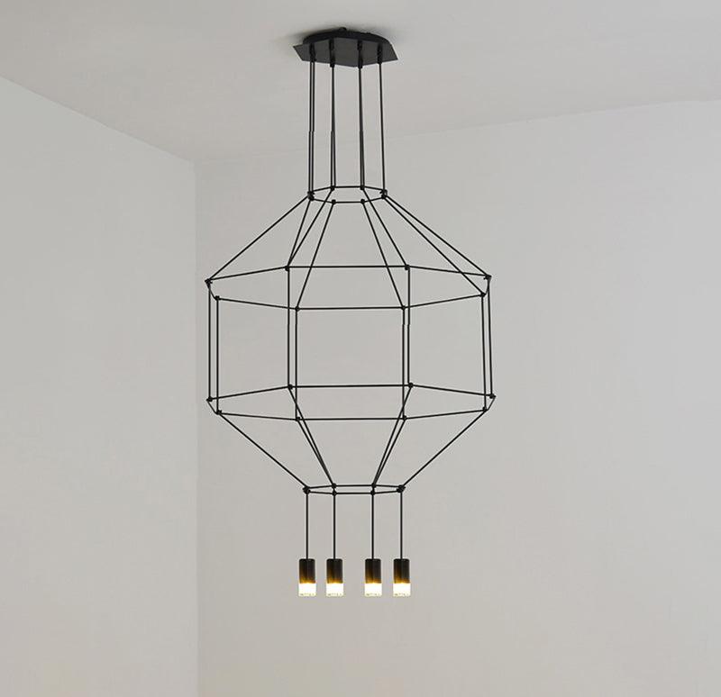 Elaalora Pendelleuchte Geometrisches Drahtdesign Schwarz LED