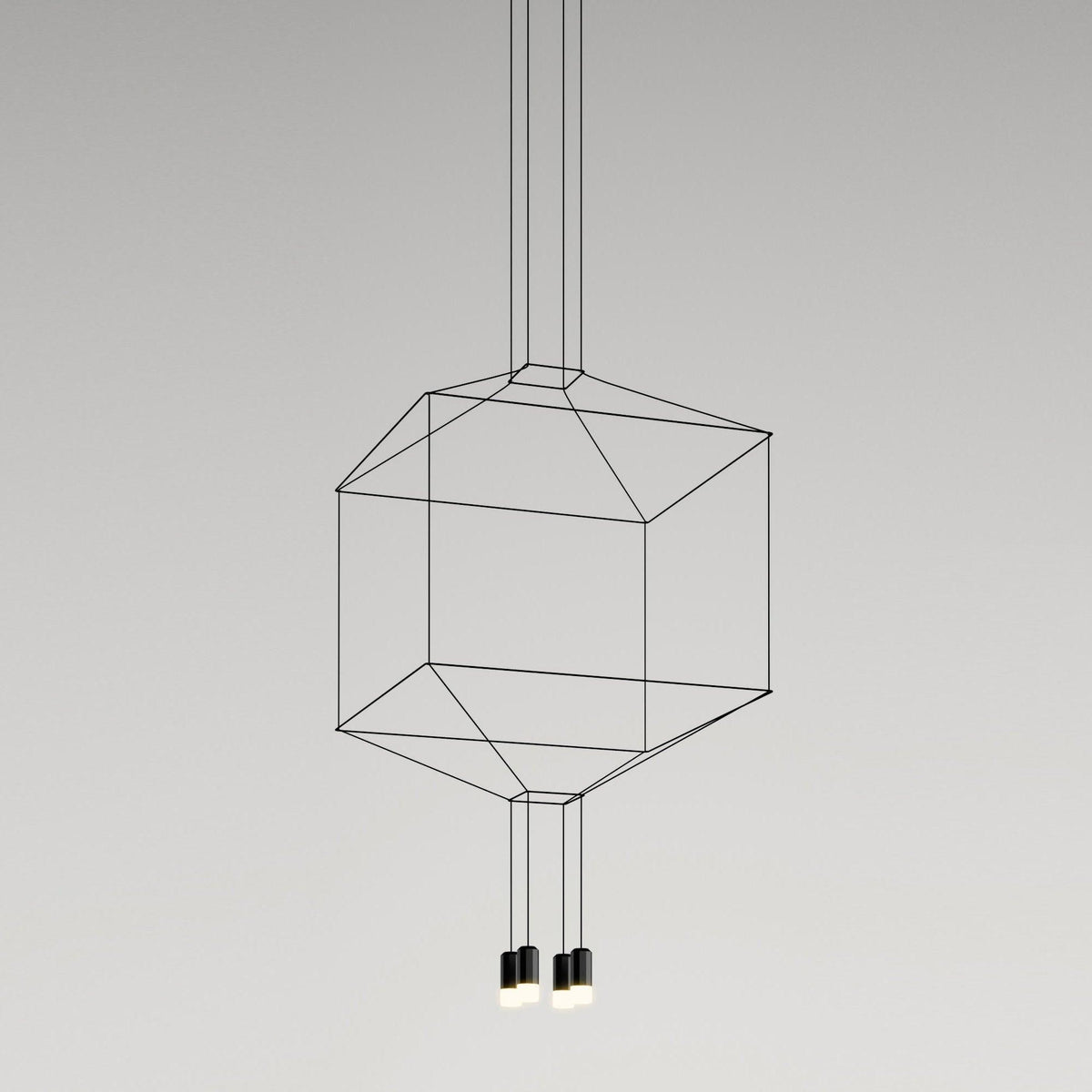 Elaalora Pendelleuchte Geometrisches Drahtdesign Schwarz LED