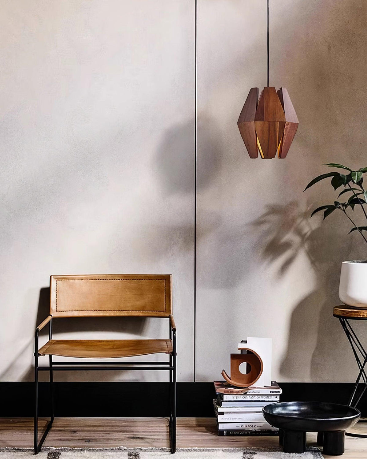 Miro Pendelleuchte geometrischer Holzlampenschirm warmes Leuchten nordischer Minimalismus Akzent