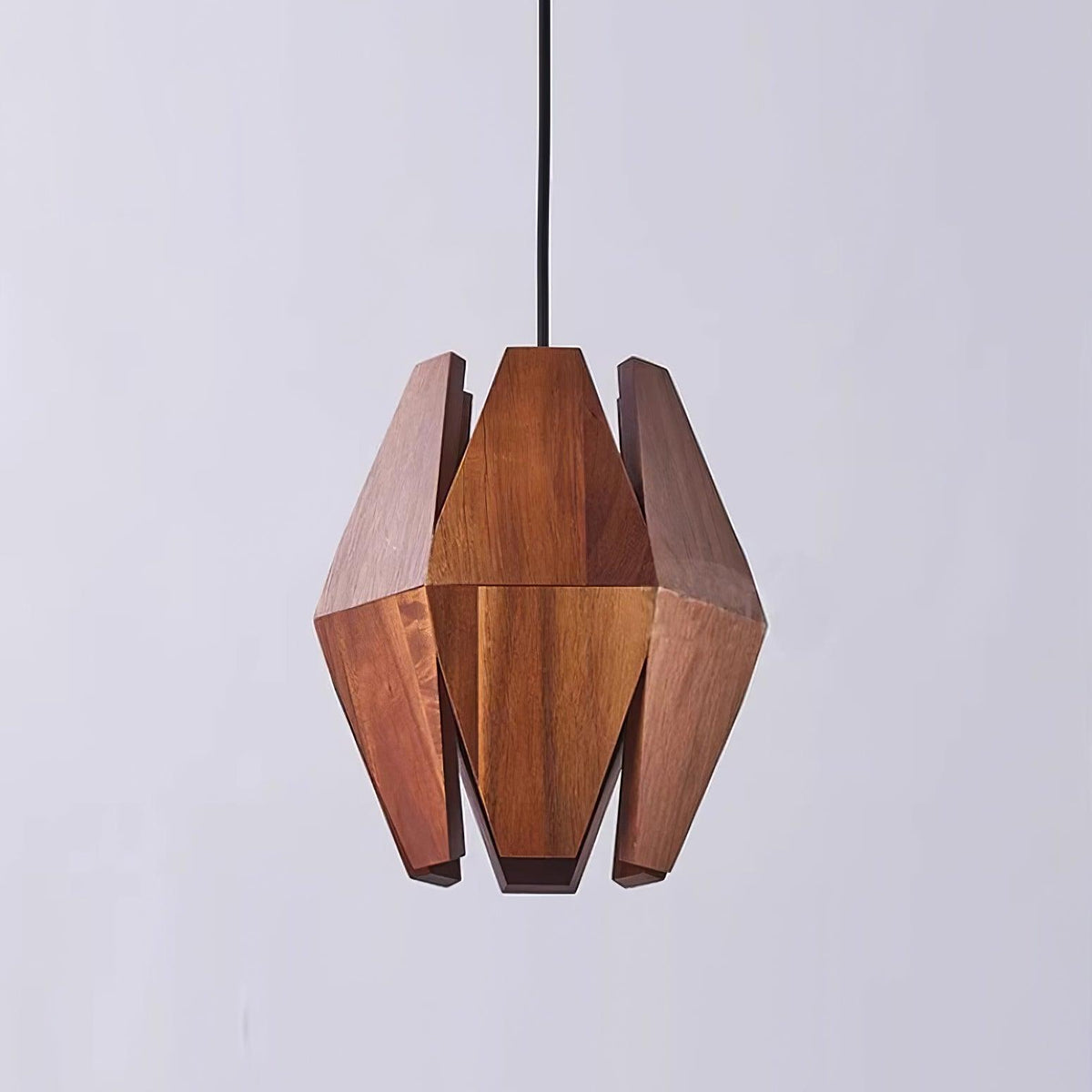 Miro Pendelleuchte geometrischer Holzlampenschirm warmes Leuchten nordischer Minimalismus Akzent