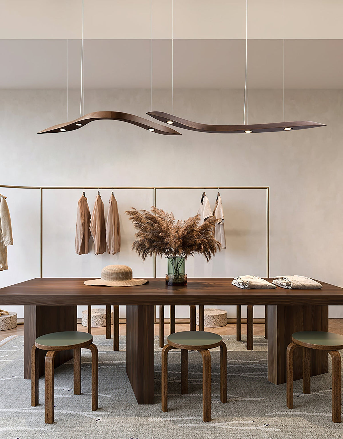 Queral Flow Minimalistische Pendelleuchte aus Holz