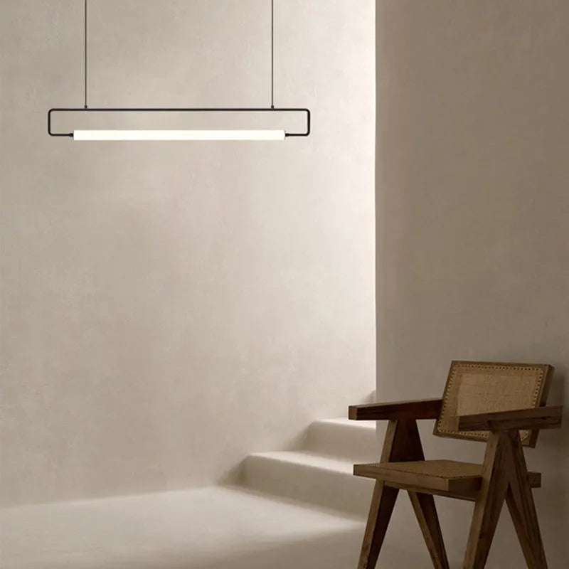 Airsha Minimalistisch Pendelleuchte Linear, Schwarz/Gold, Esstisch