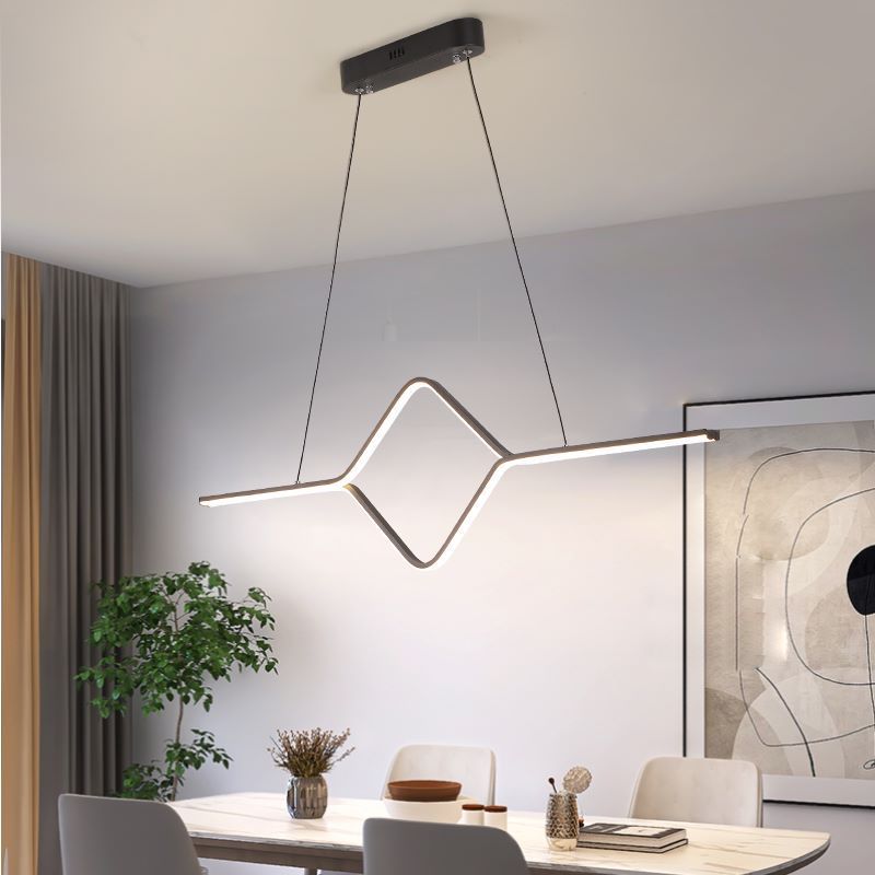 Arisha Pendelleuchten, Linear Quadrat, Schwarz/Gold, LED, Schlafzimmer