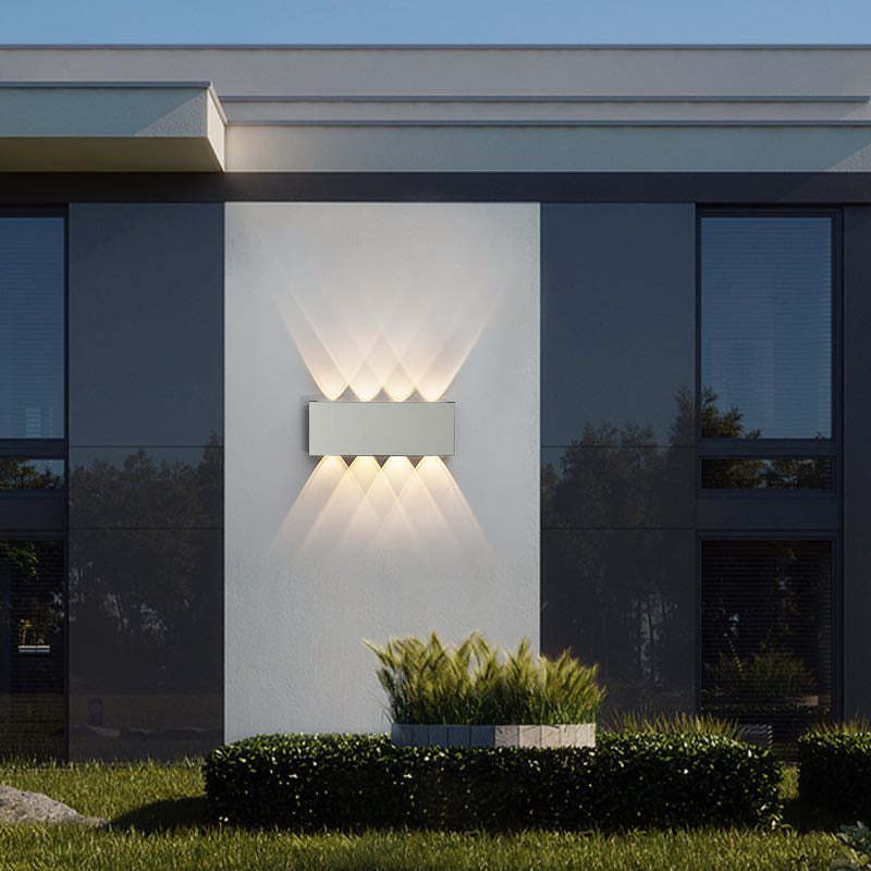 Ray Außenwandleuchte Modern Rechteck LED Weiß Metall Terrasse