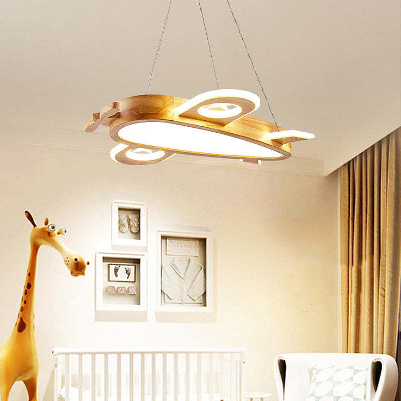 Aria Modern Pendelleuchte Flugzeugförmige Kinderzimmer, Gold, Holz Acryl