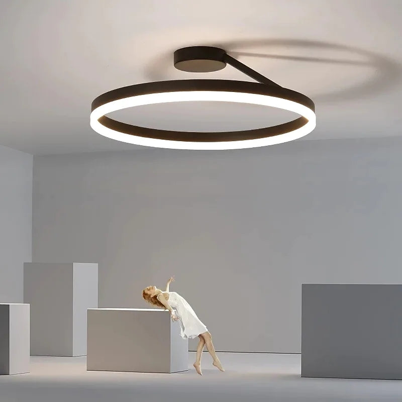 Arisha Deckenleuchte Ring Modern LED Schwarz/Weiß Wohnzimmer Flur Metall