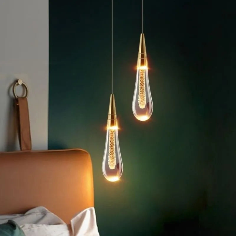Kristy Kreative Pendelleuchte Glastropfen Gold Schlafzimmer/Esszimmer Glas