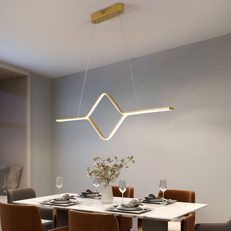 Arisha Pendelleuchten, Linear Quadrat, Schwarz/Gold, LED, Schlafzimmer