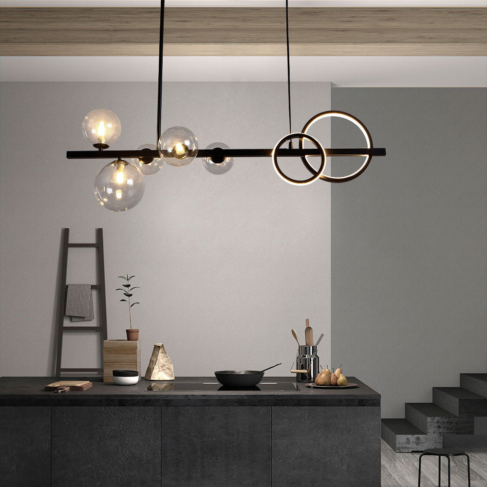 Valentina Modern Linear LED Pendelleuchte Schwarz/Gold Ess/Wohnzimmer Esstisch Metall&Glas