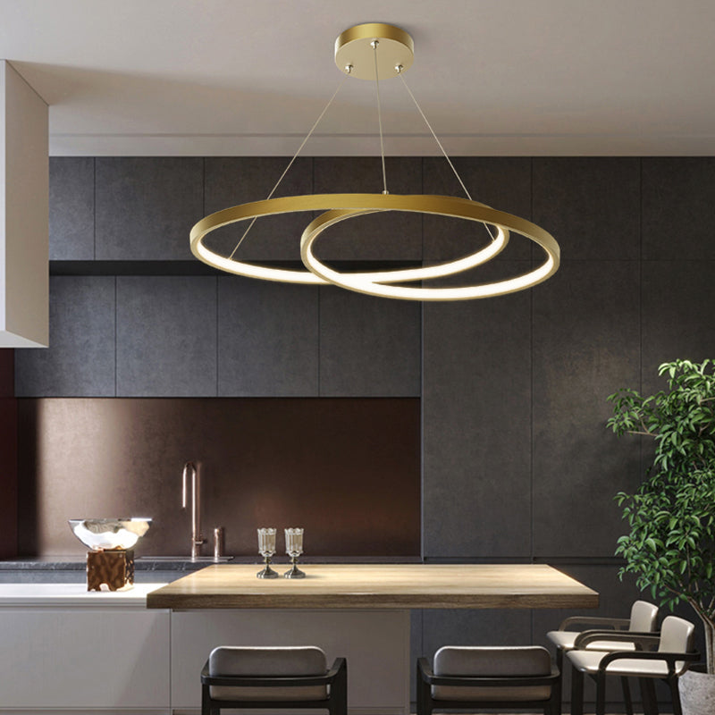 Arisha Modern Ring Linear LED Pendelleuchte Gold/Schwarz Wohn/Schlaf/Esszimmer Kupfer&Kieselgel