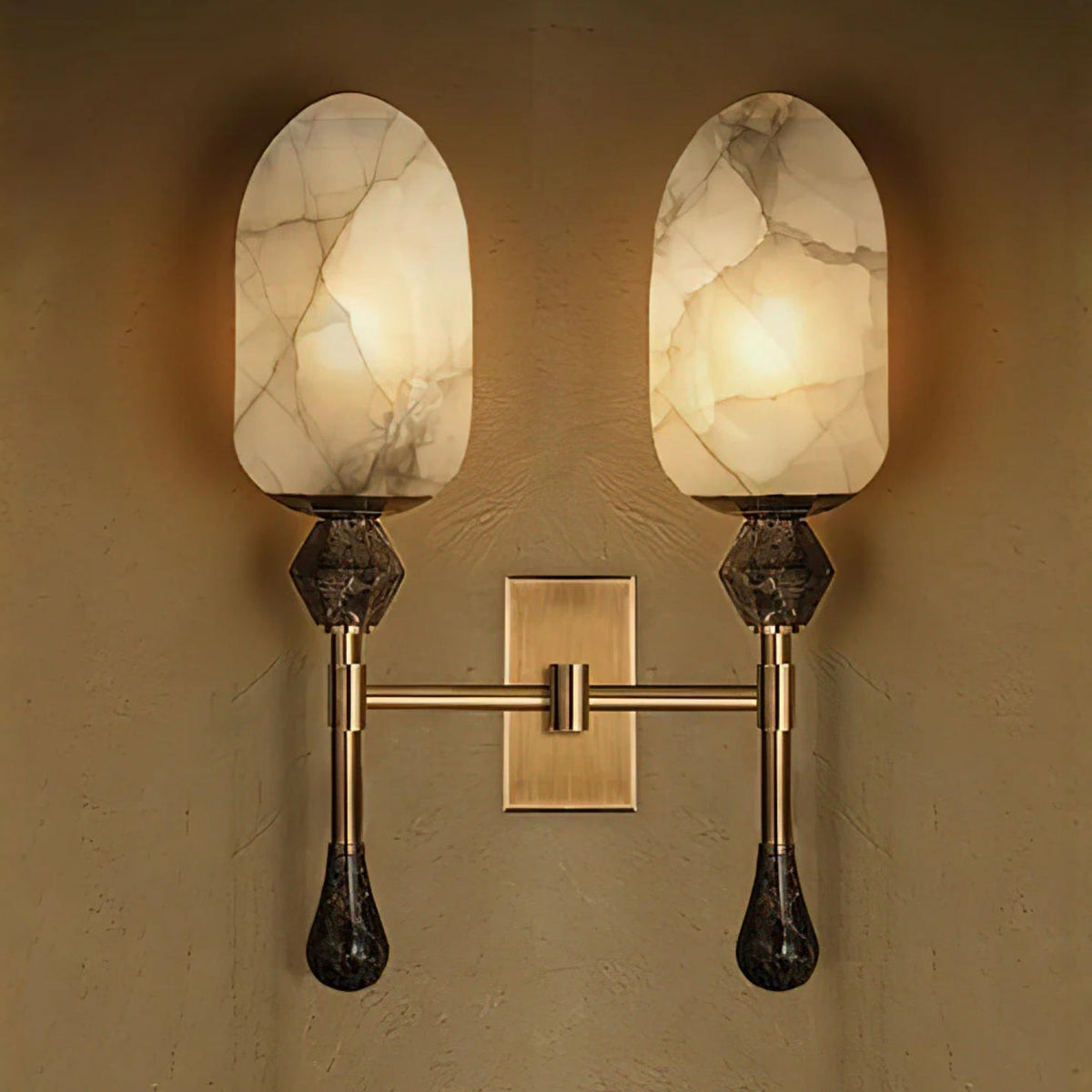 Mila Vintage Alabaster Doppel-Wandleuchte