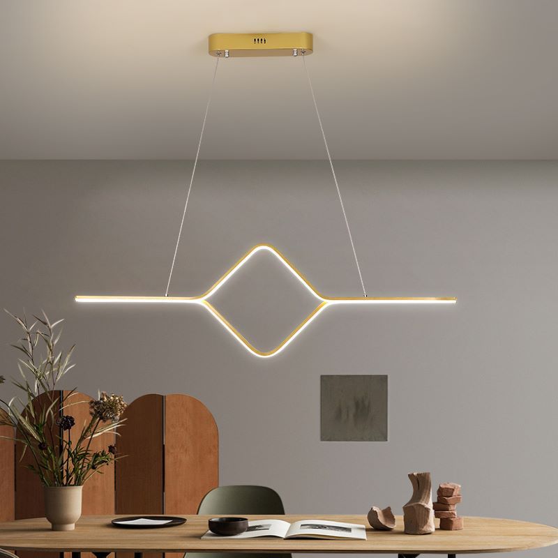 Arisha Pendelleuchten, Linear Quadrat, Schwarz/Gold, LED, Schlafzimmer
