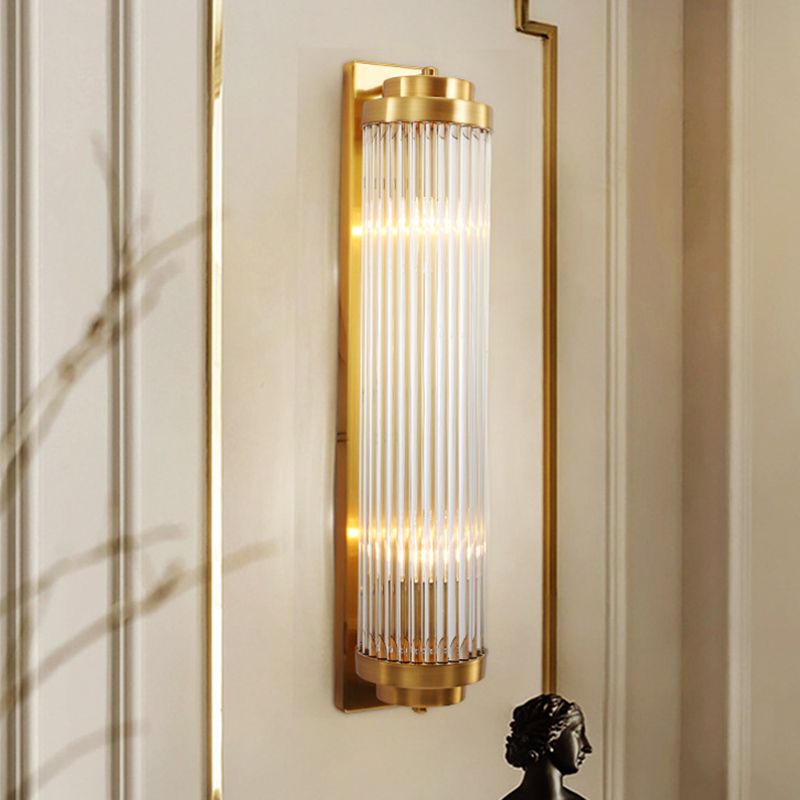 Ray Modern Zylindrisch LED Wandleuchte Gold Schlafzimmer/Flur Innen Metall&Kristall 45/50CM Lang