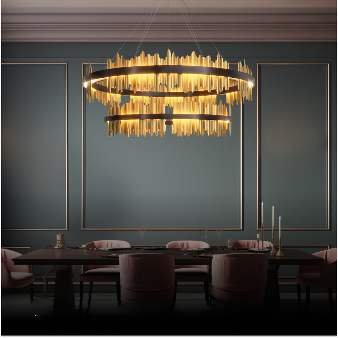 Kristy Industrial LED Kronleuchter Gold Metall Schalf/Wohnzimmer