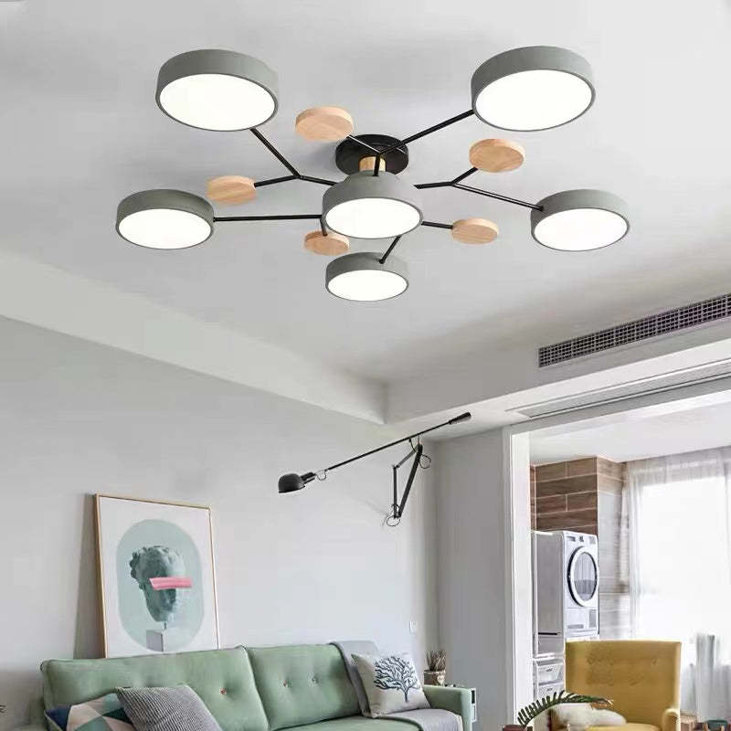Muto Deckenleuchte Holz Modern Rund LED Weiß Schlaf/Wohnzimmer