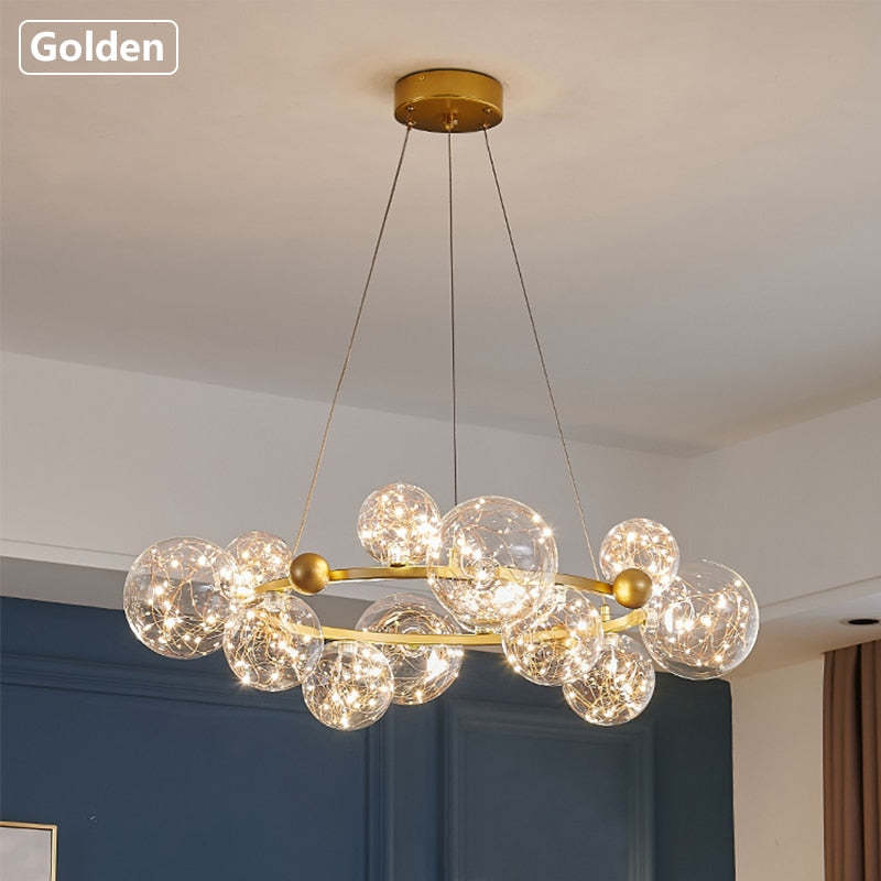 Valentina Kreis Kronleuchter Metall Glas Wohnzimmer Schlafzimmer Esszimmer