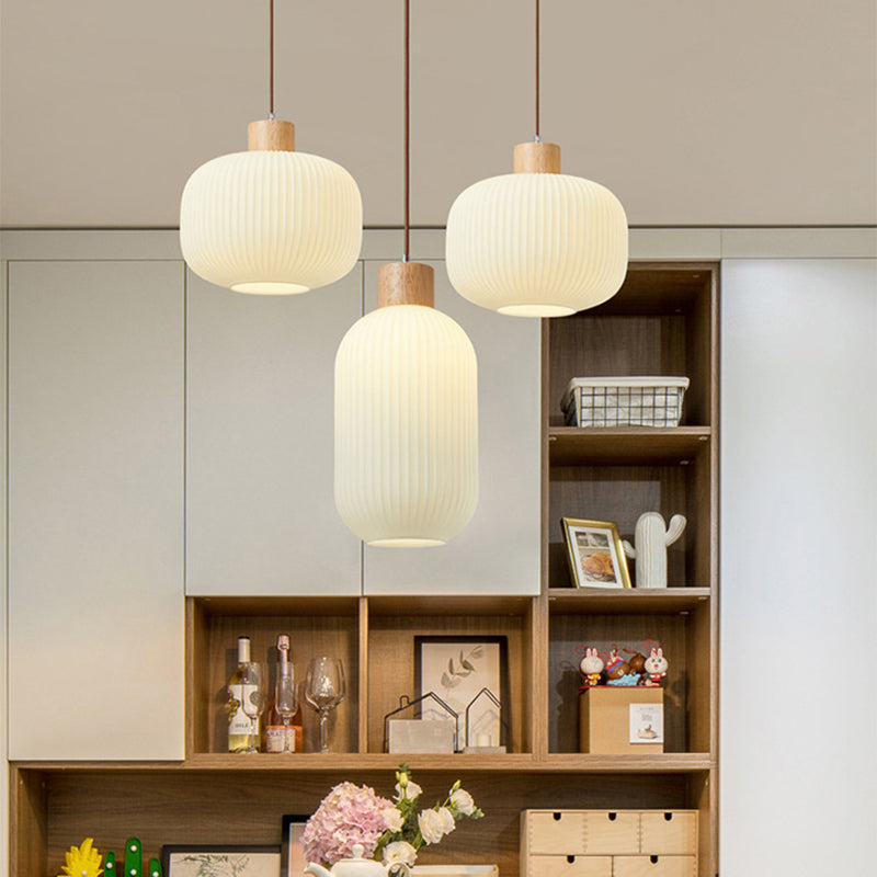 Muto Modern LED Pendelleuchte Weiß 2 Stile Ess/Wohnzimmer Holz/Glas