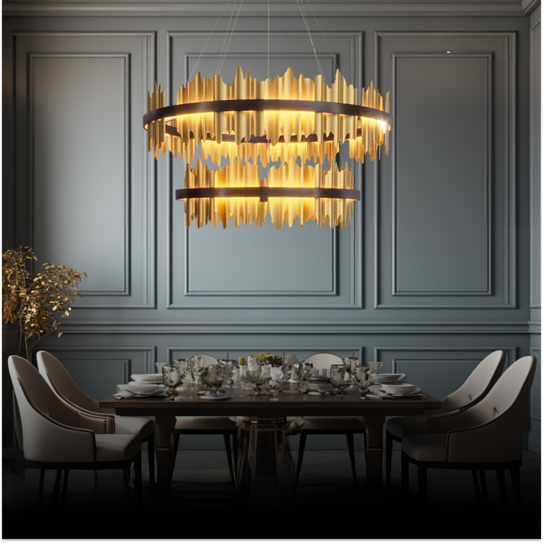 Kristy Industrial LED Kronleuchter Gold Metall Schalf/Wohnzimmer