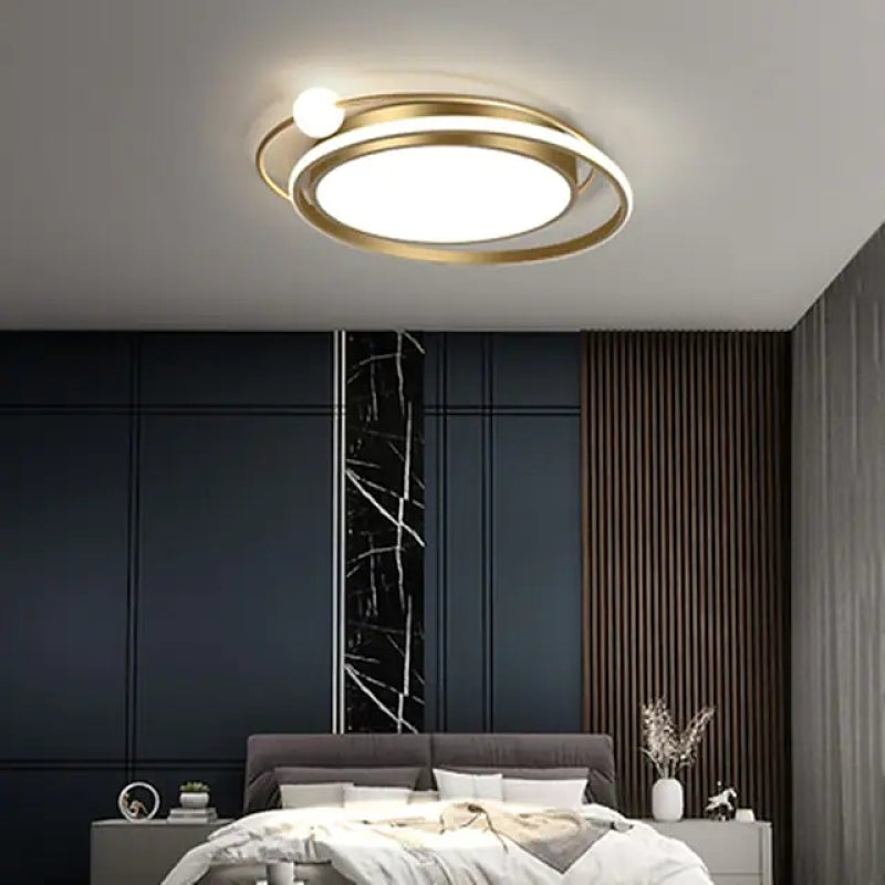 Arisha Modern LED Deckenleuchte Planet Design Schwarz/Gold, Schlafzimmer