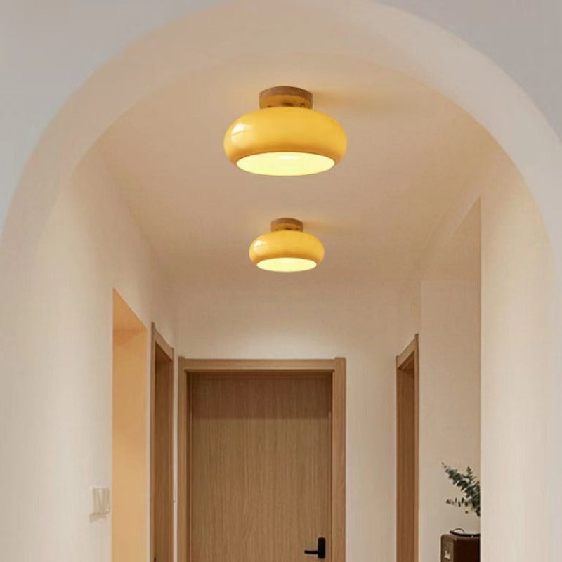 Valentina Modern LED Deckenleuchte Weiß Gelbe Metall Wohnzimmer