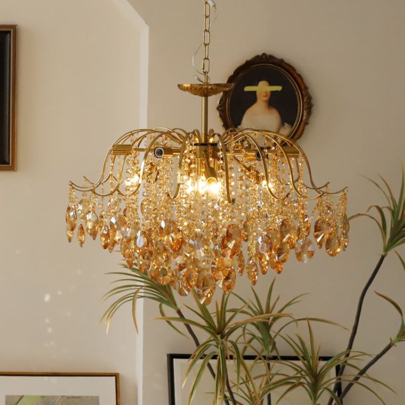 Kristy Retro Kristall Kronleuchter Glas Metall Wohnzimmer