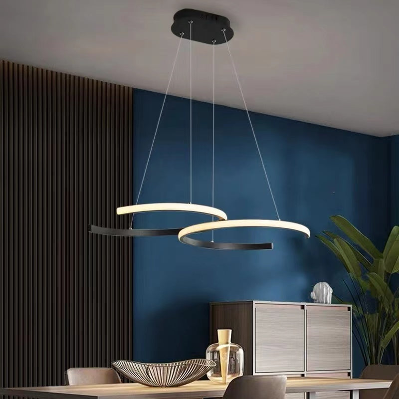Arisha LED Pendelleuchte Dimmbar Schwarz/Gold Doppel-C Wohnzimmer