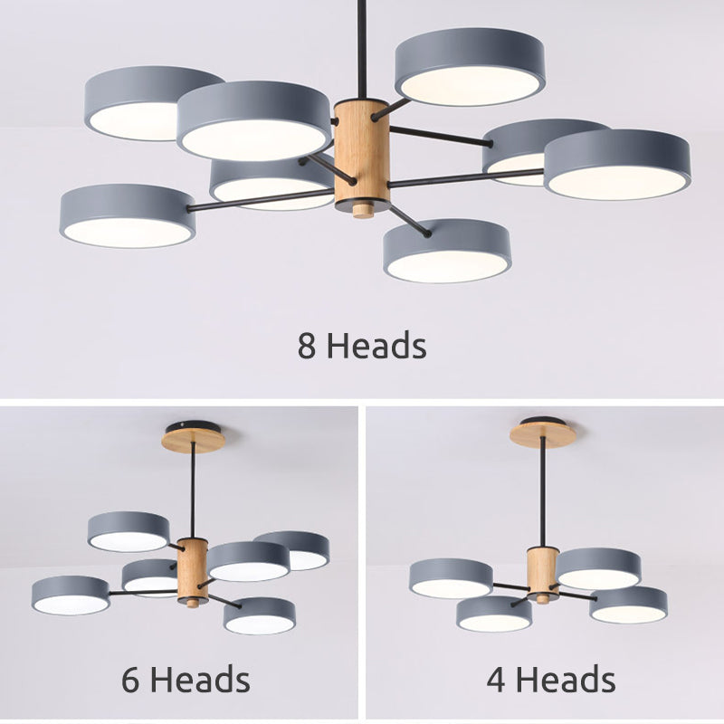 Arisha Modern Kronleuchter Geometrische Wohnzimmer, Metall Holz, 3 Farben