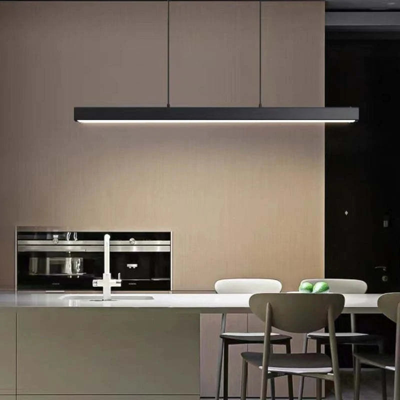 Arisha Moderne LED Pendelleuchte Linear Schwarz/Braun Esszimmer Metall
