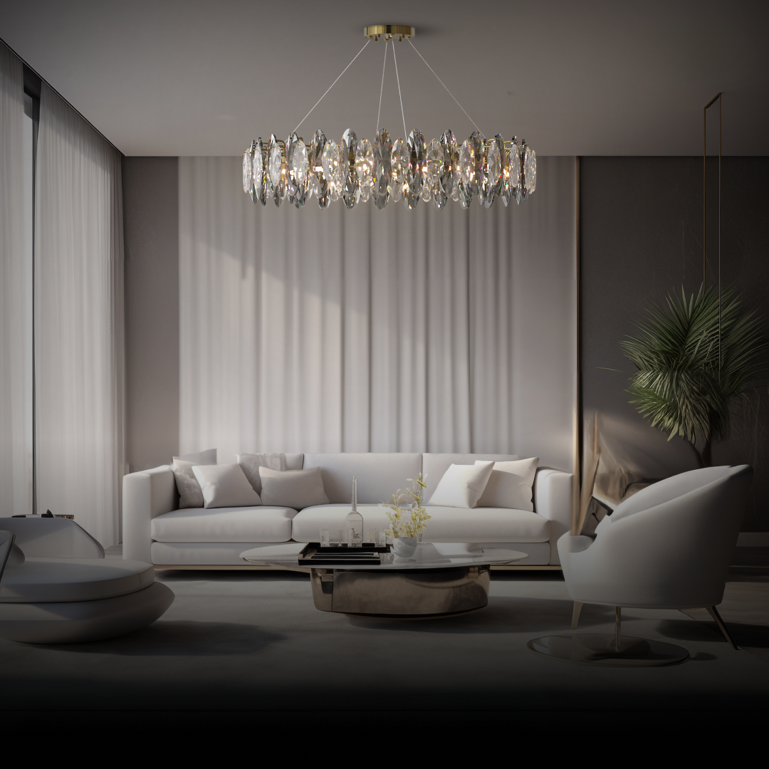 Kristy Kristall LED Kronleuchter Gold Glas/Metall Wohnzimmer