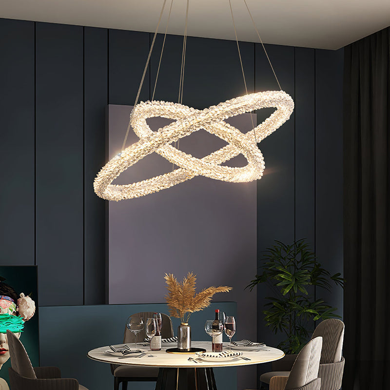 Kristy Design Rund LED Kronleuchter Metal Kristall Schlafzimmer Wohnzimmer