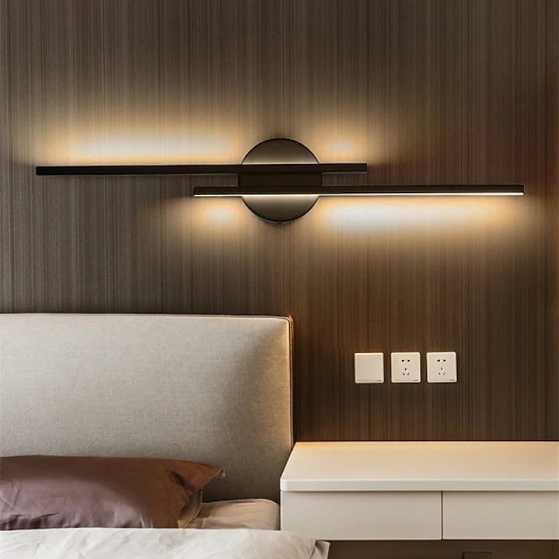 Arisha Modern LED Wandleuchte, Twin Linear, Schwarz/Weiß, Metall, Schlafzimmer