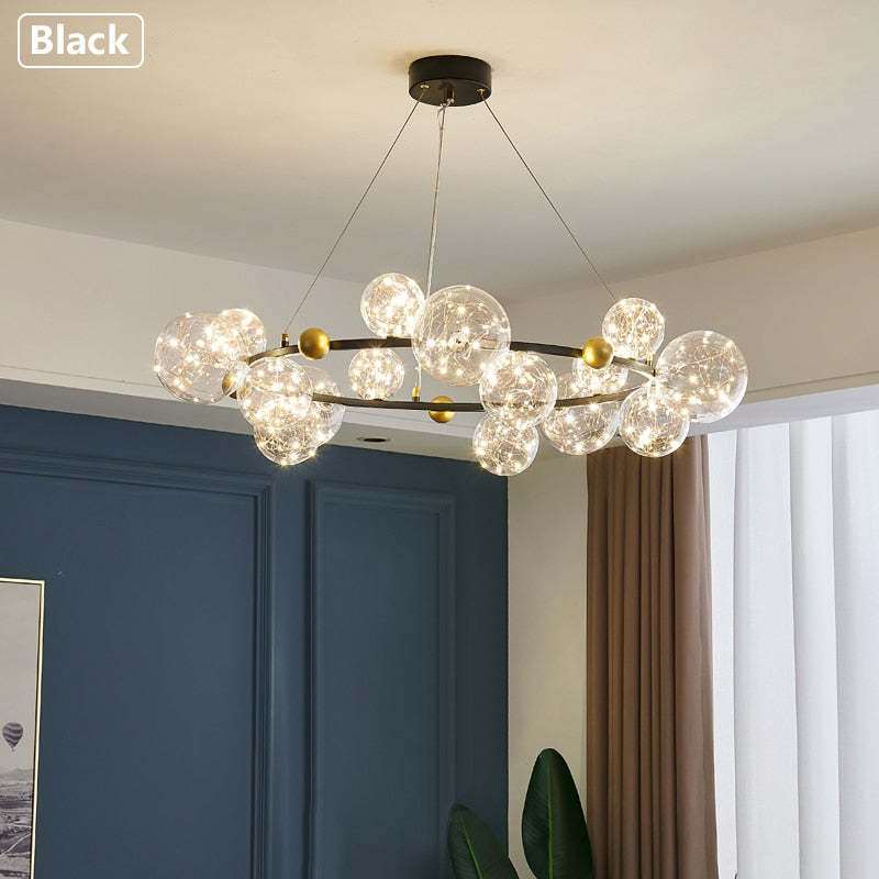 Valentina Kreis Kronleuchter Metall Glas Wohnzimmer Schlafzimmer Esszimmer