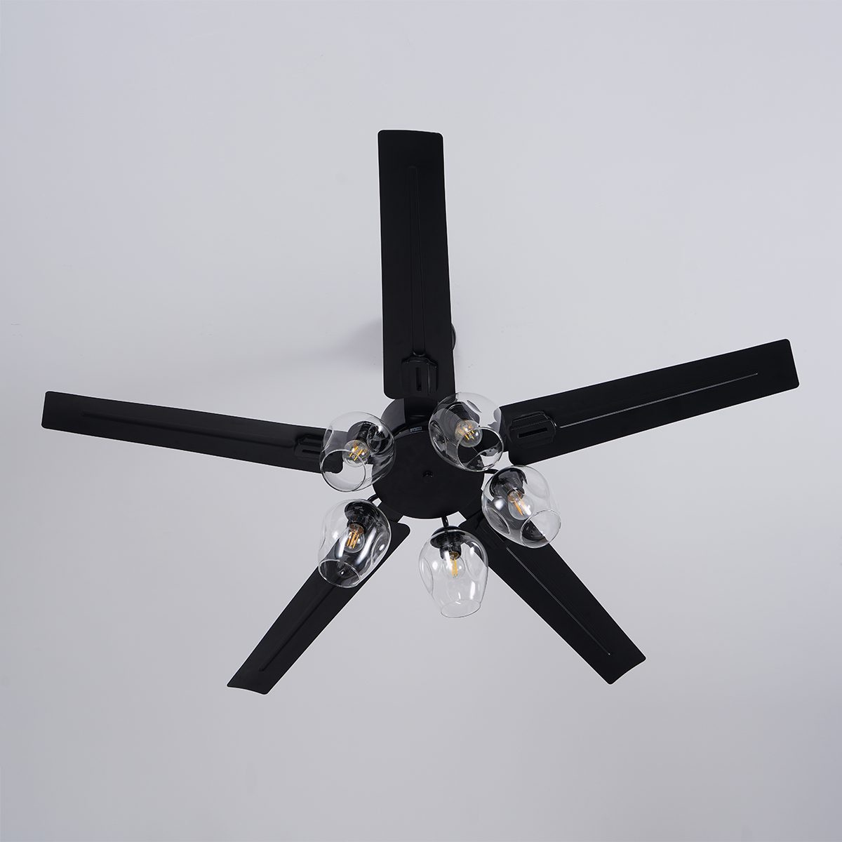 Zazoren Vintage Schwarz Glas Deckenventilator mit Beleuchtung