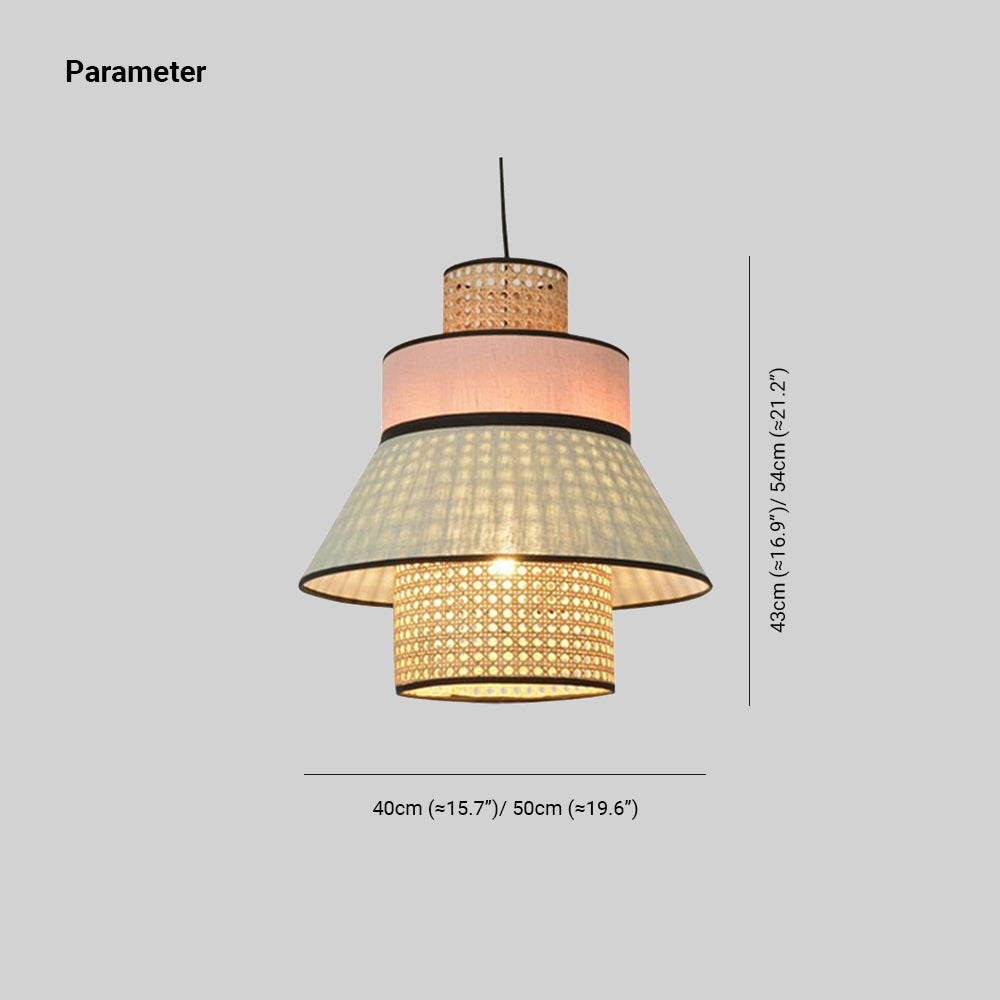 Ritta Rattan Pendelleuchte, 2 Stil Bauernhaus