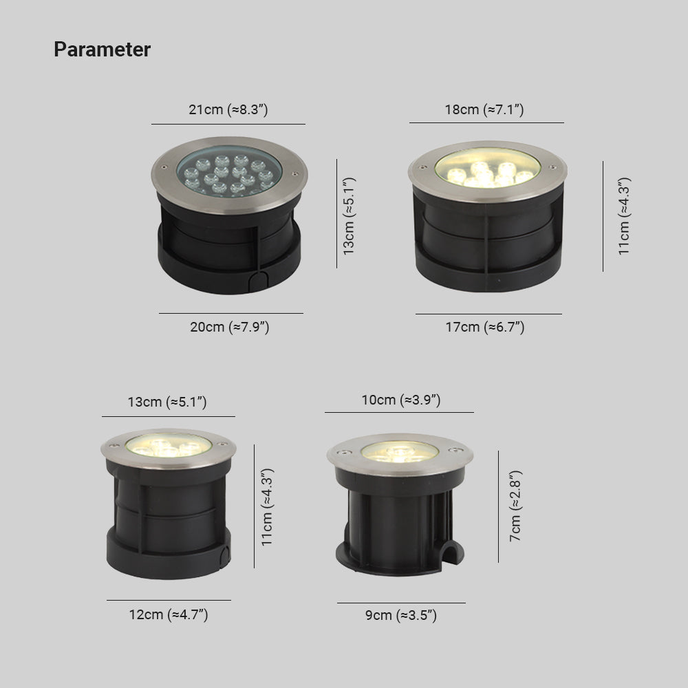 Ray Modern LED Außenleuchte Strahler unter Wasser Schwarz Metall&Glas ∅10/13/18/21CM