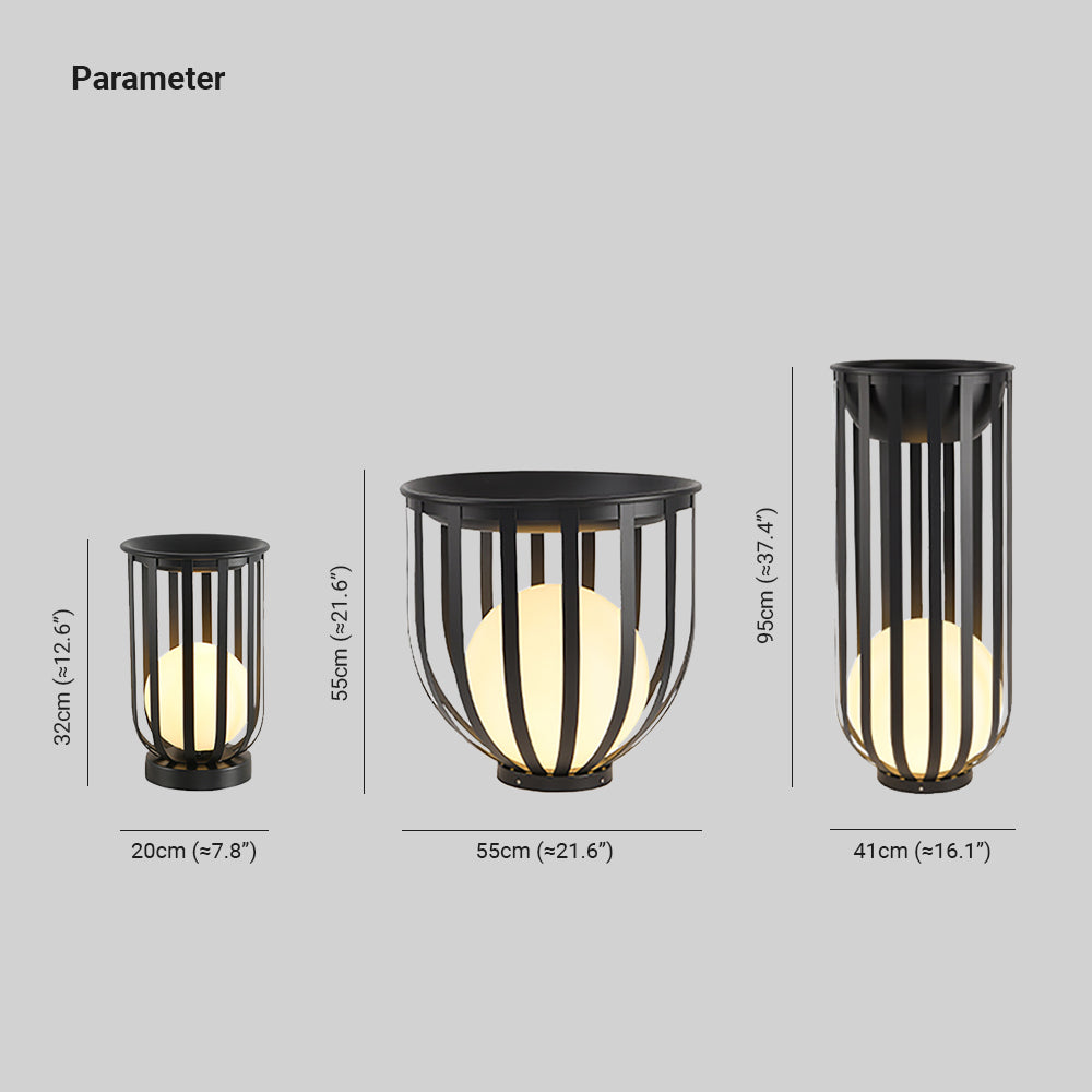 Ray Modern LED Außenleuchte Kugel Garten/Flur/Balkon, Schwarz, Metall