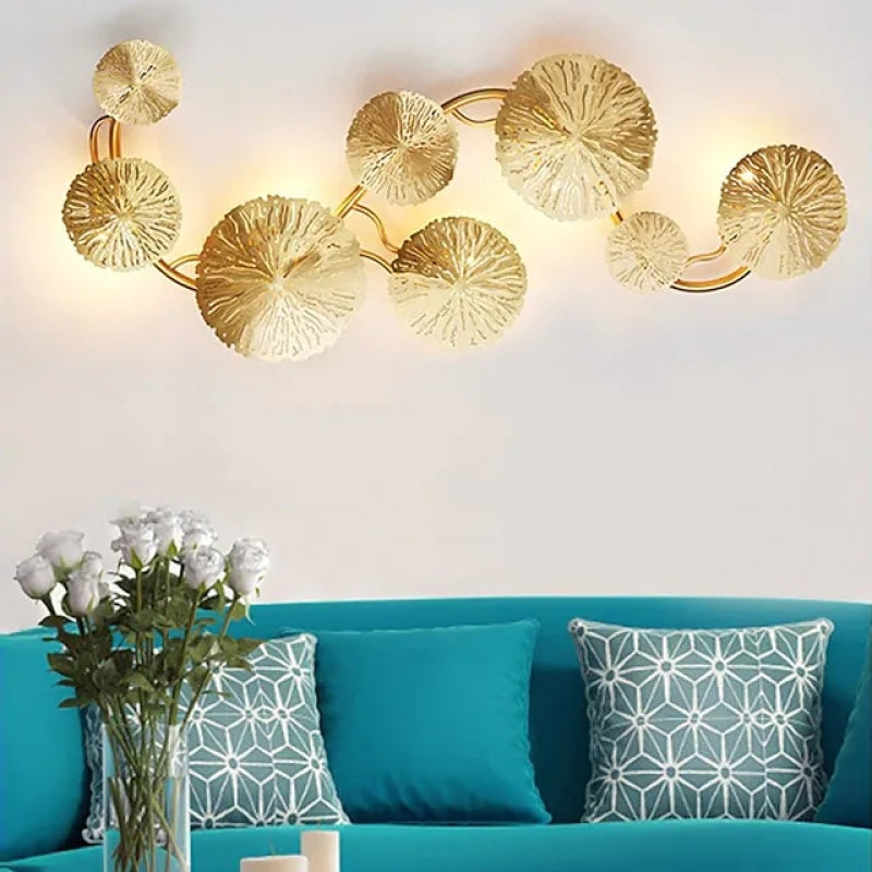 Arisha Vintage Design Blumen LED Wandleuchte Gold Wohn/Schlafzimmer Innen Metall